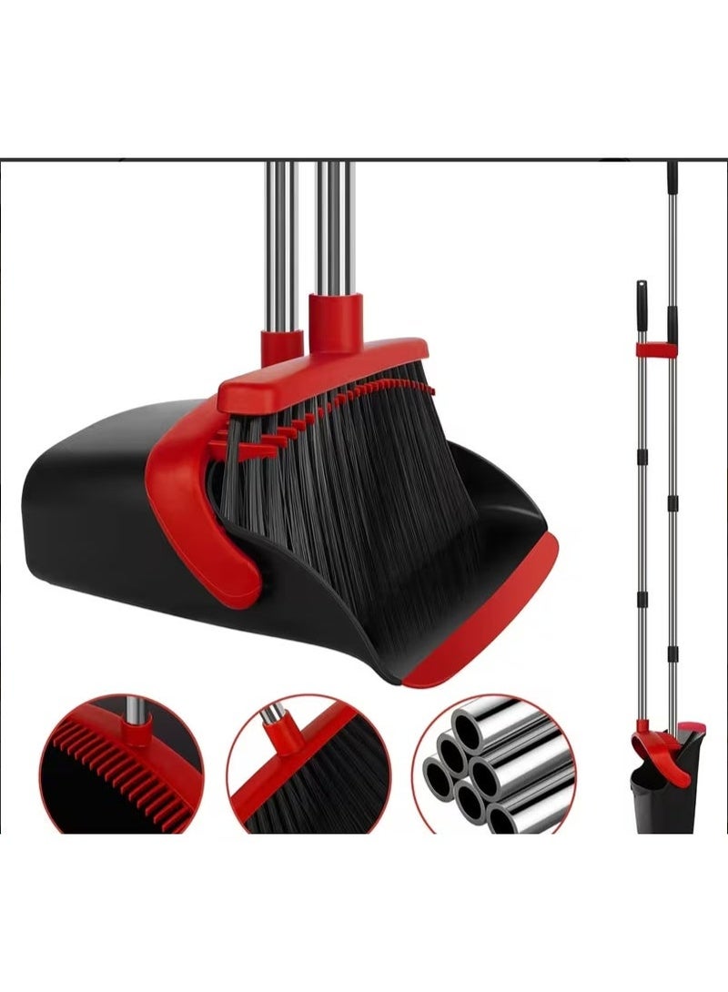 PAACHU Broom and Dustpan Set, Cleaning Supplies Broom and Dustpan Set for Home,Long Stainless Steel Handle Brooms with Upright Dustpan Combo Set for Home Office Kitchen Lobby Floor Cleaning - Image 2